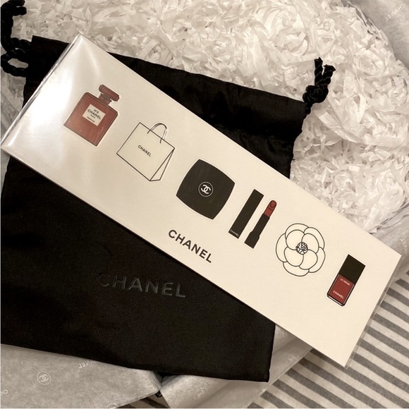 CHANEL BOX + Black purse insert drawstring bag + CAHNEL stickers + Red box sash - Picture 6 of 11